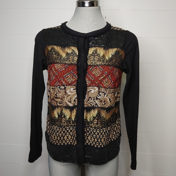 RIANI mixed print sequin cardigan size 6 - Picture 2 of 13